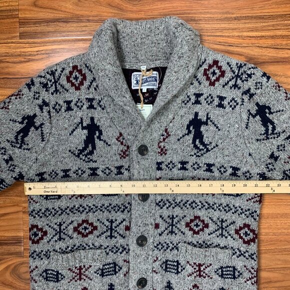 Schott Bros. Bromley Wood Blend Shawl Collar Cardigan Gray Large NWT - Picture 7 of 7